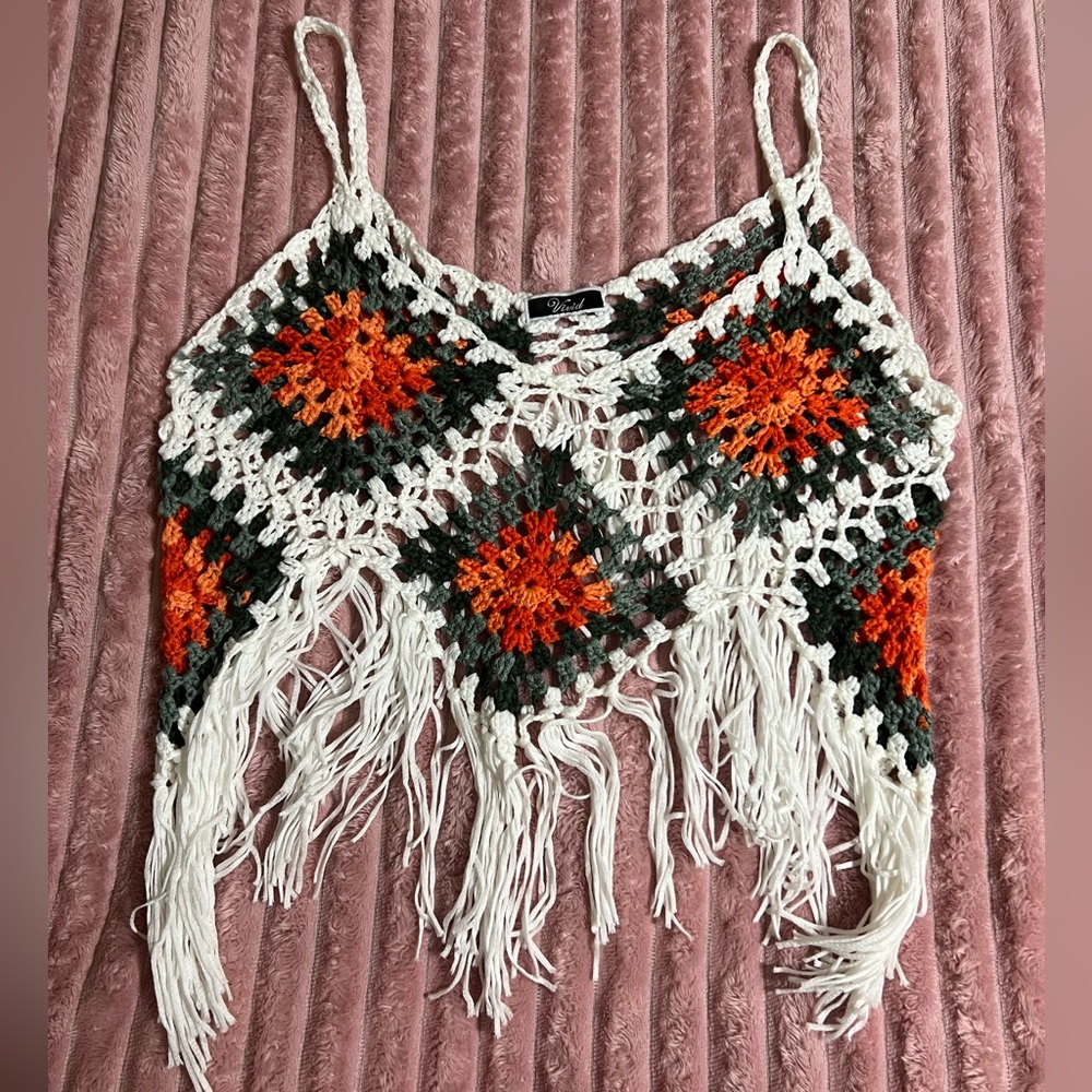 Bohemian Crochet Fringe Tank Top